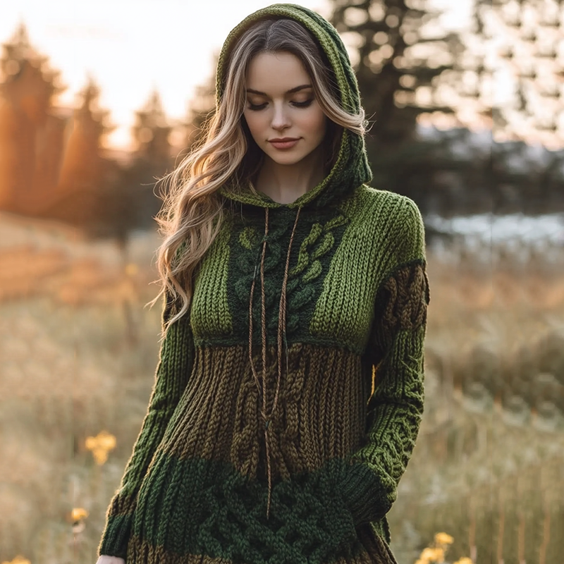 Women's Gradient Celtic Knot Cozy Casual Hooded Sweater artswardrobe