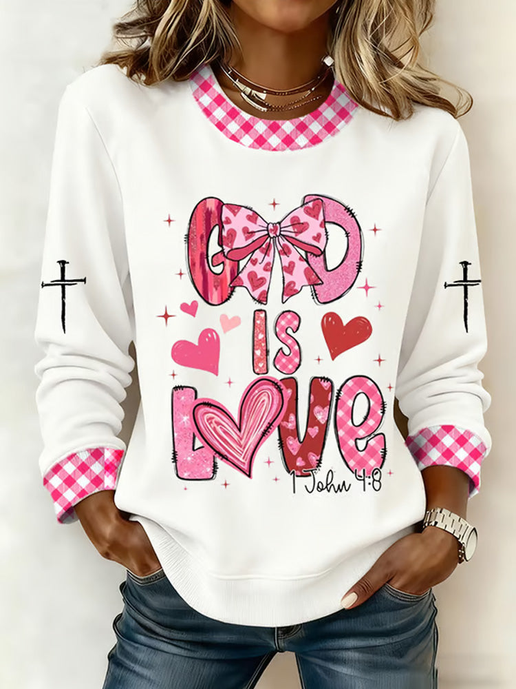Comstylish Women's Retro Plaid Faith Sweatshirt