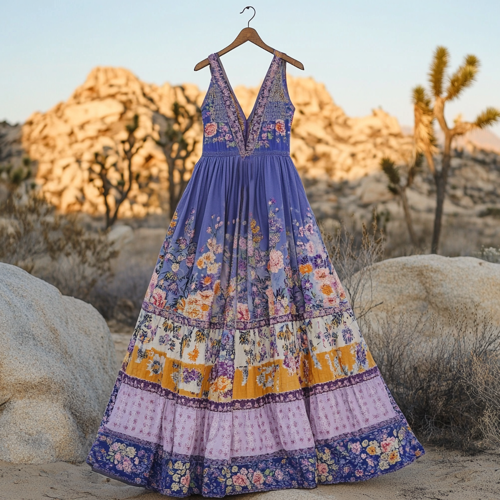 Women's Fashion Lavender Floral Pattern Sleeveless Dress artswardrobe