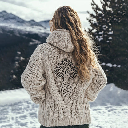 Women's Viking Tribal Tree Of Life Celtic Knot Hooded Sweater artswardrobe