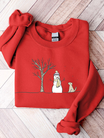 Comstylish Christmas Snowman Art Print Casual Sweatshirt