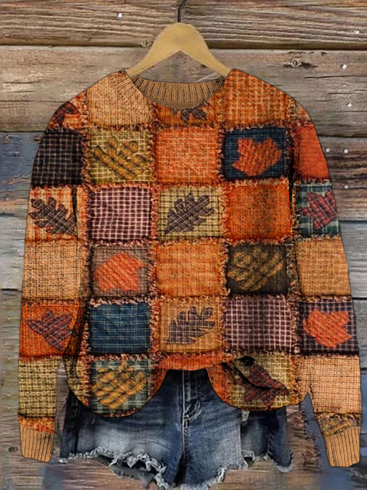 Women's Maple Leaf Pumpkin Fall Winter Sweater artswardrobe