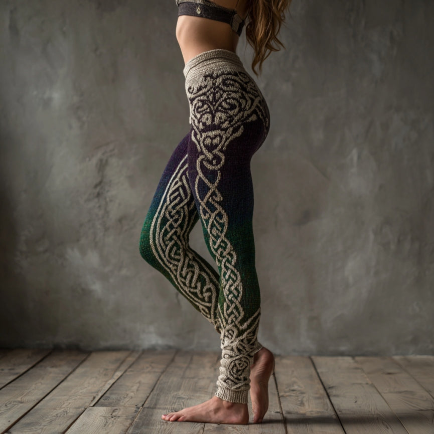Women's Viking Celtic Gradient Art Cozy Leggings artswardrobe