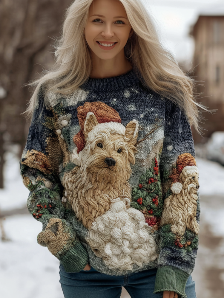 Christmas Fun Animal Women's Warm Knit Sweater artswardrobe