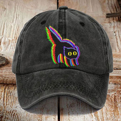 Comstylish Colorful Cat Print Washed Sun Hat