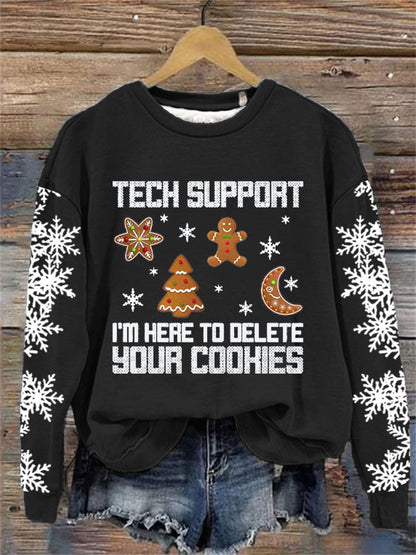 Comstylish Women's Im Here To Delete Your Cookies Printed Sweatshirt