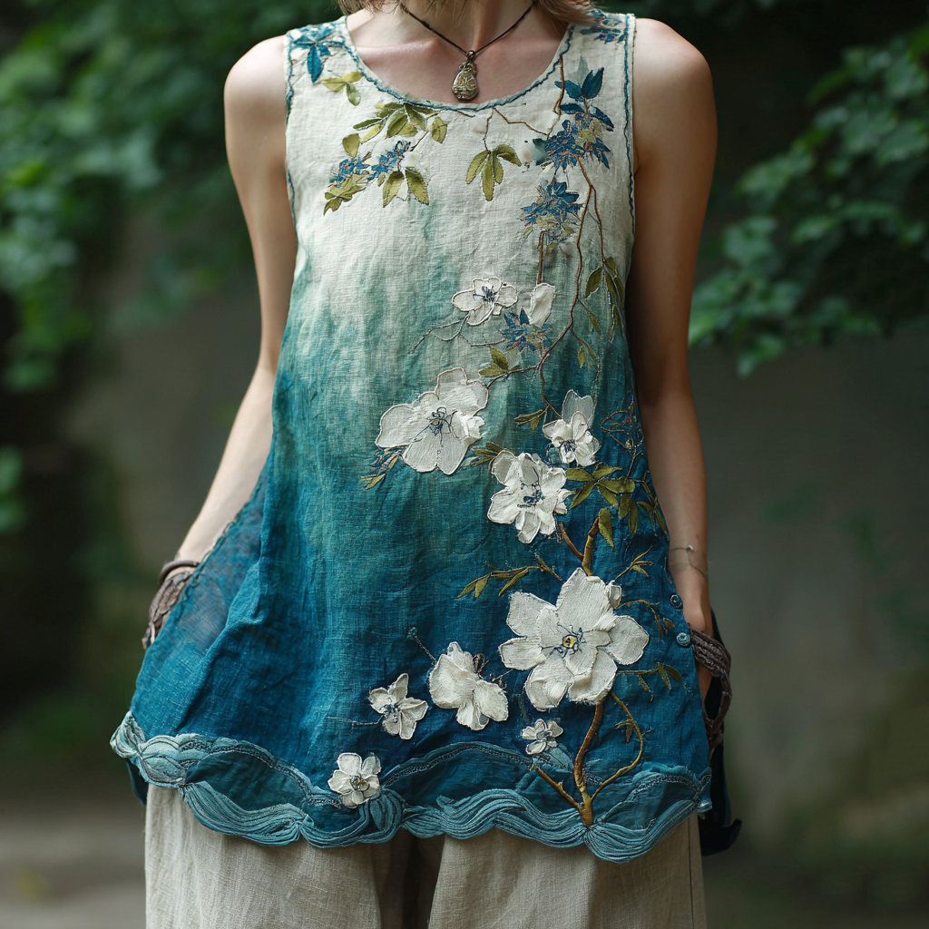 Comstylish Women's Vintage Japanese Cherry Blossom And Bamboo Art Shirt