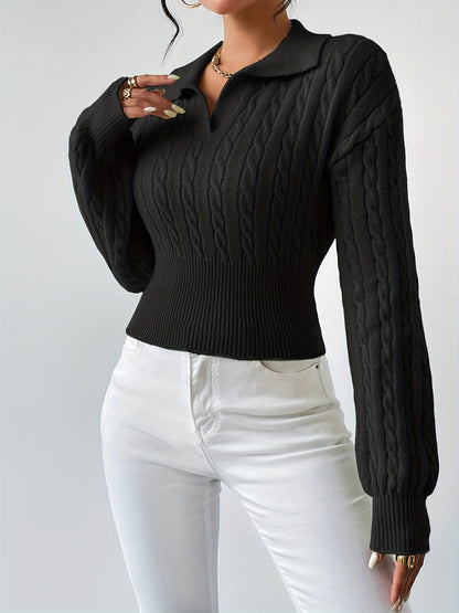 Iliana® | Textured twist knit V-neck sweater