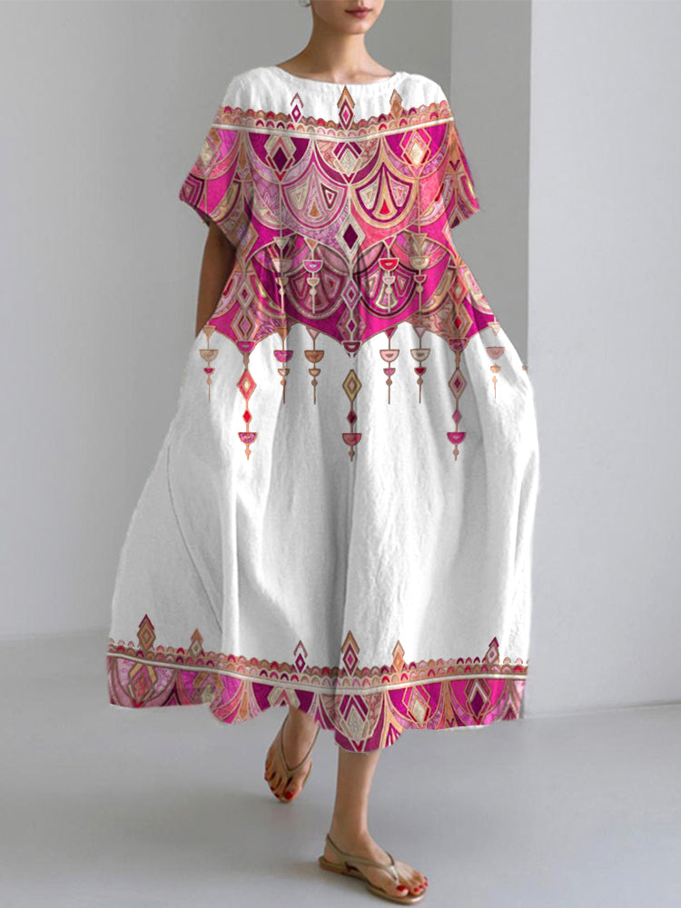 Comstylish Bohemian Holiday Style  Linen Blend Dress