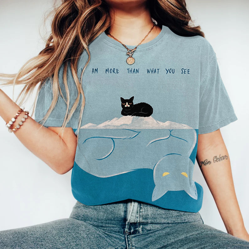 I Am More Than What You See Cat Print T-Shirt elevenforest