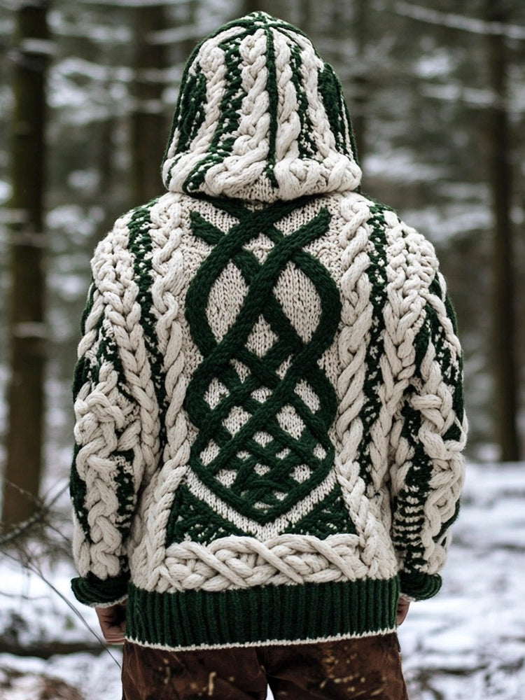 Irish Vintage Knit Totem Men's Hooded Sweater artswardrobe