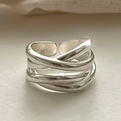 Boho Adjustable Silver Ring