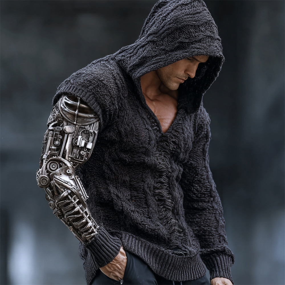 Halloween Mechanical Arm Men's Hooded Sweater artswardrobe