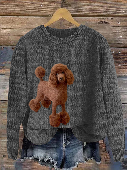 Comstylish Chocolate Poodle Felt Dog Art Cozy Sweater