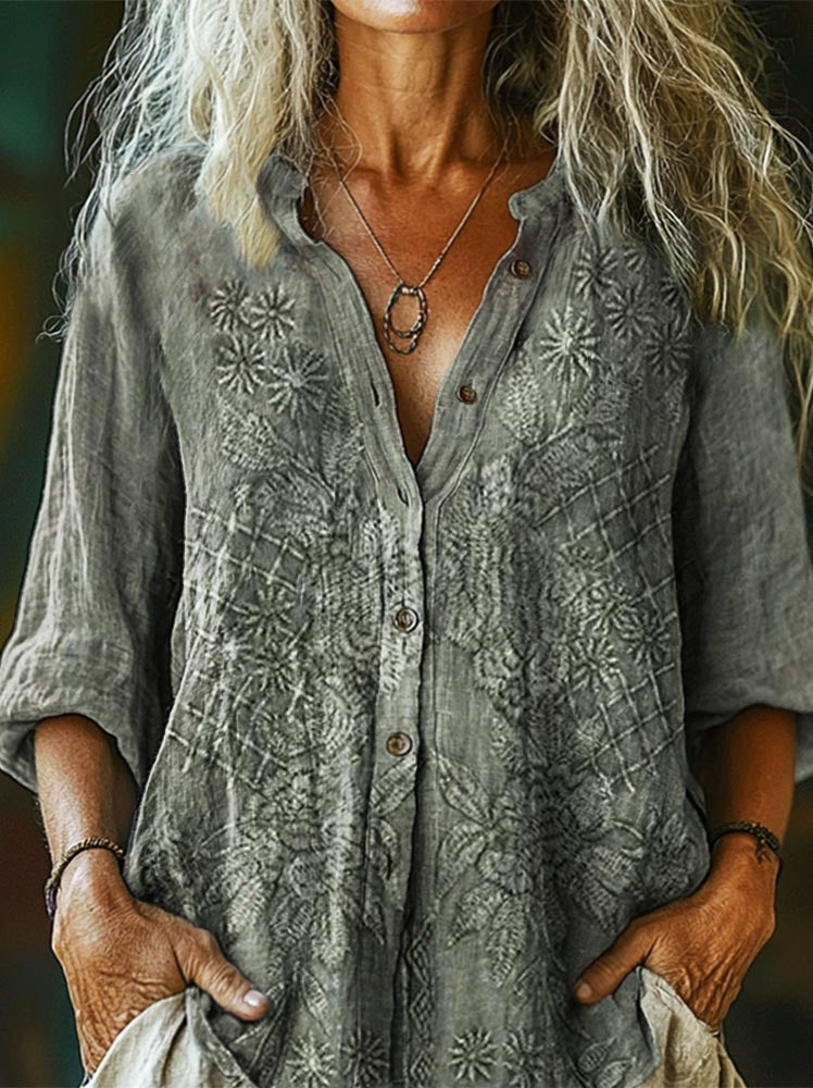 Women's Ethnic Totem Pattern Printed Comfortable Cotton Shirt