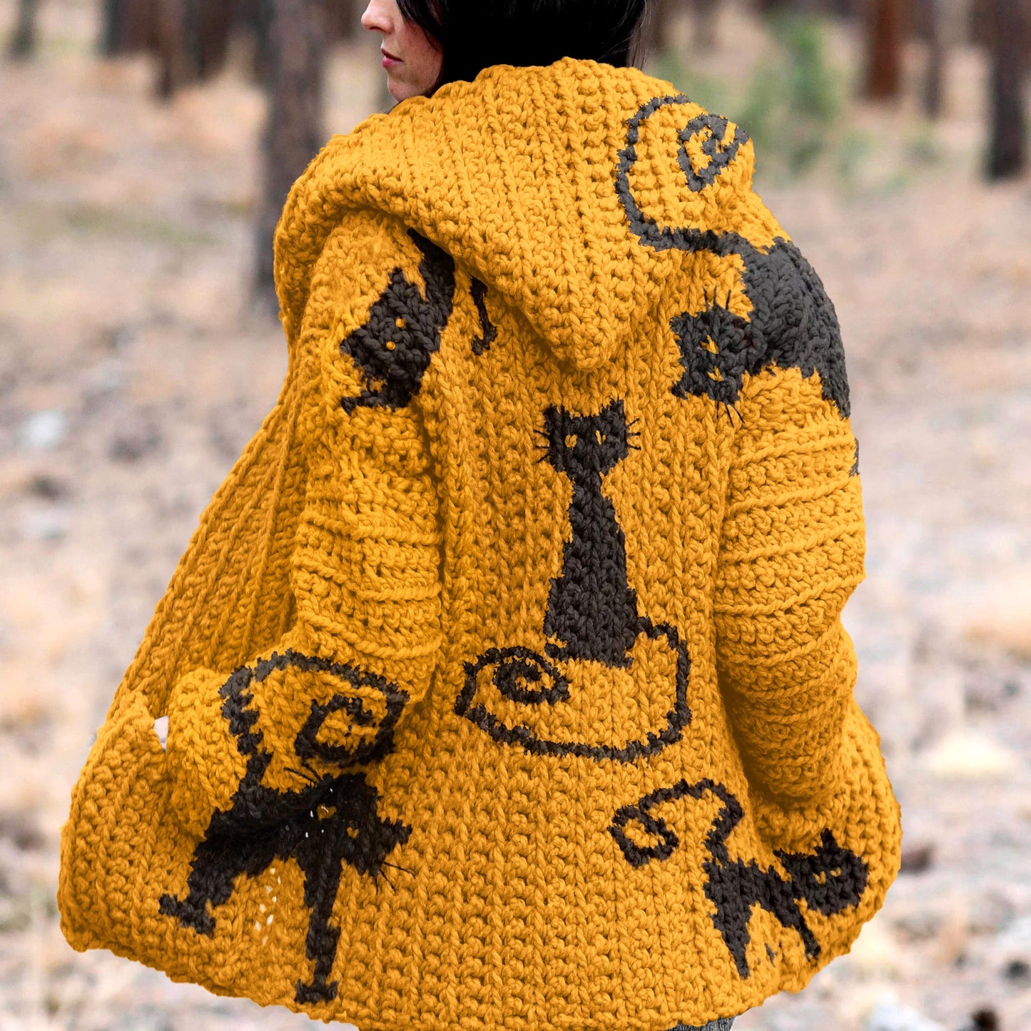 Vintage Naughty Black Cat Halloween Art Cozy Cardigan Sweater elevenforest