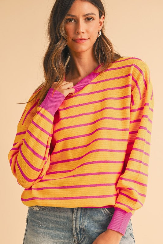 Julieta® | Striped, loose sweater with a crew neck and dropped shoulders