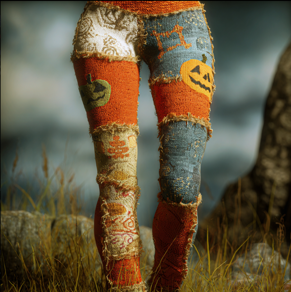 Halloween Funny Pumpkin Element Women's Knitted Tight-fitting Leggings artswardrobe