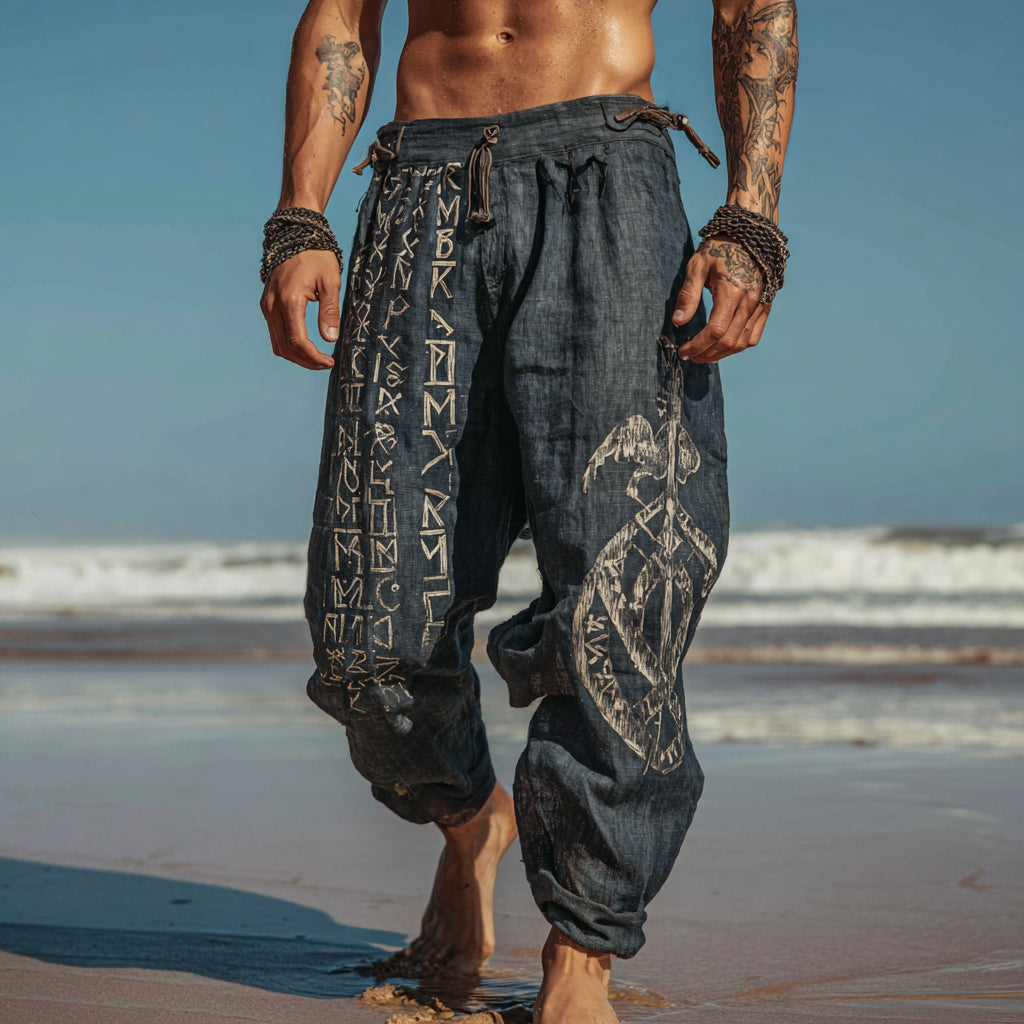 Men's Viking Nordic Runes Celtic Totem Summer Pants artswardrobe