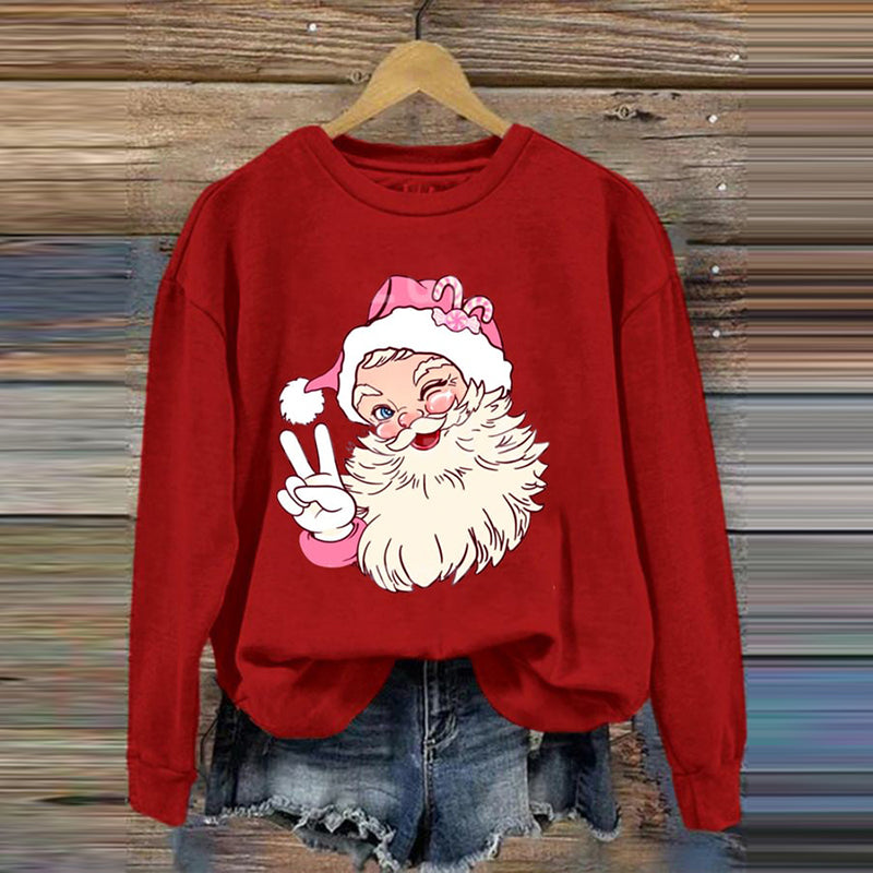 Comstylish Women's Cute Santa Claus Print Sweatshirt