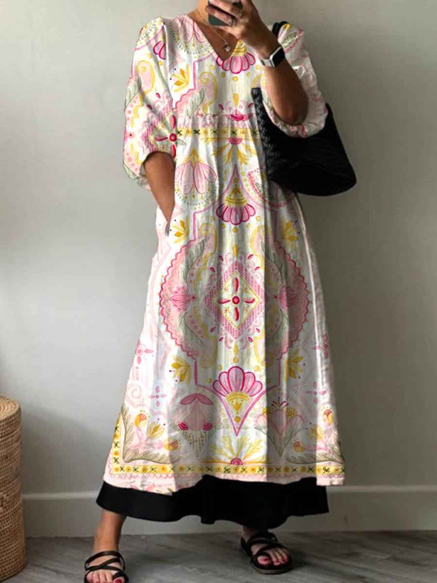 Women's Resort Style Patterned Cotton Dress