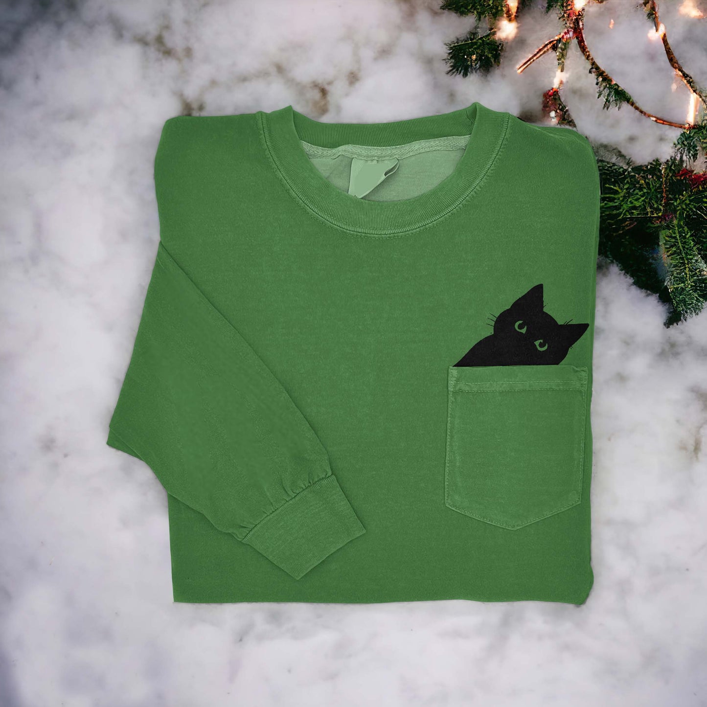 Cute Black Cat Art Women's Cozy Pocket T-Shirt elevenforest