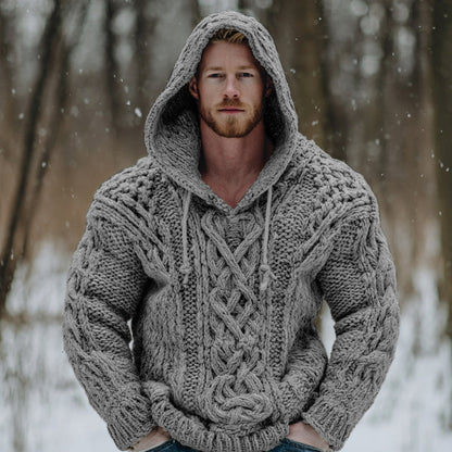 Vintage Fairman Island Jacquard Thick Warm Hooded Sweater artswardrobe