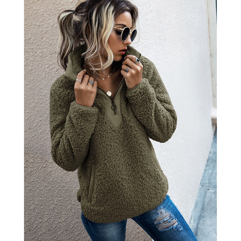 Elda® | Cozy knitted fleece sweater with zipper for women