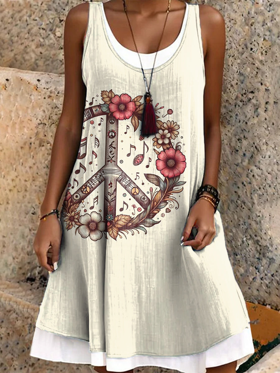 Women's Art Painting Hippie Print Tank Dress