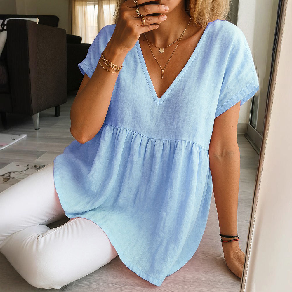 Women's Solid Color Linen T-shirt artswardrobe