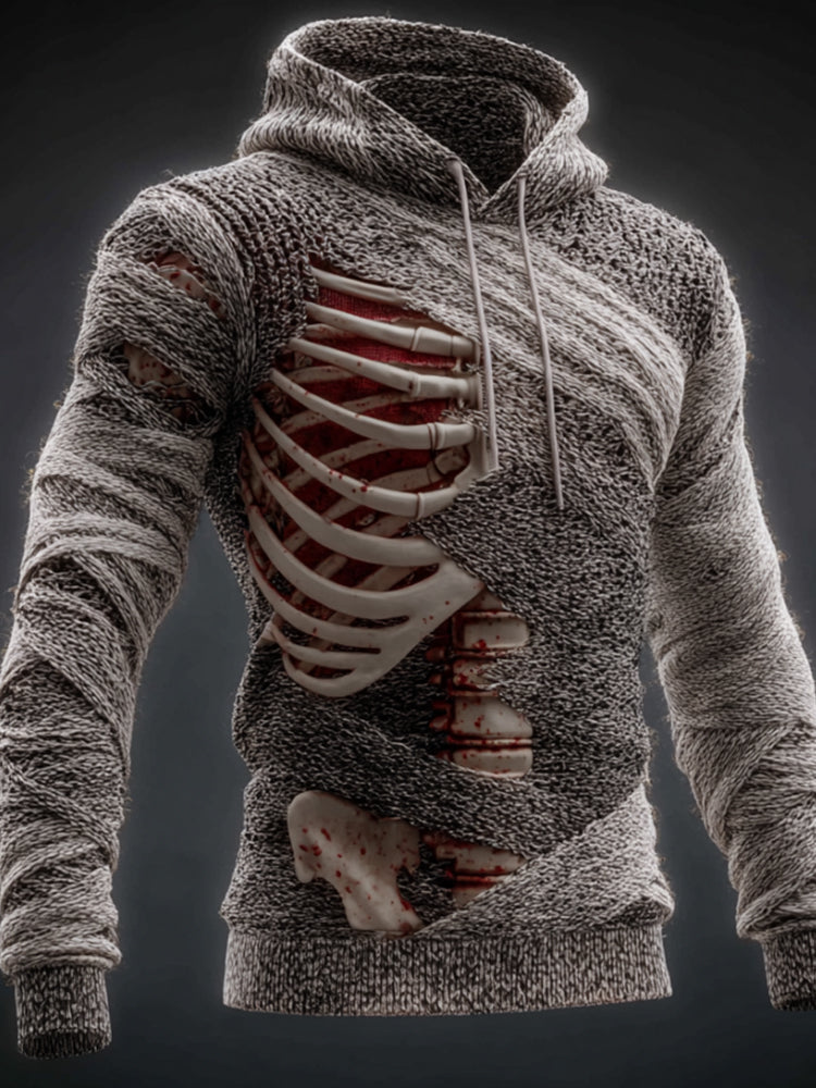 Men's Halloween Skeleton Bandage Hooded Sweater artswardrobe