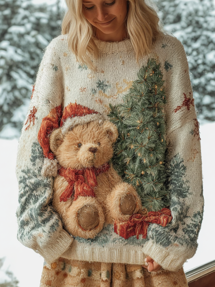Christmas Fun Animal Women's Warm Knit Sweater artswardrobe
