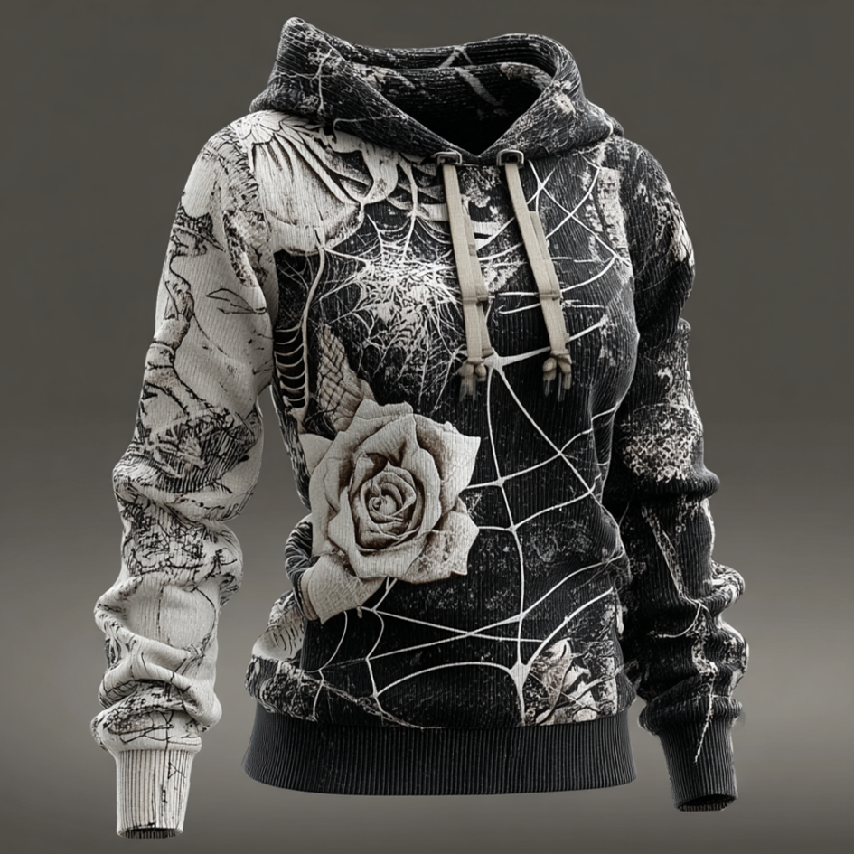 Comstylish Ladies' Halloween Line Art Dark Style Knit Sweater