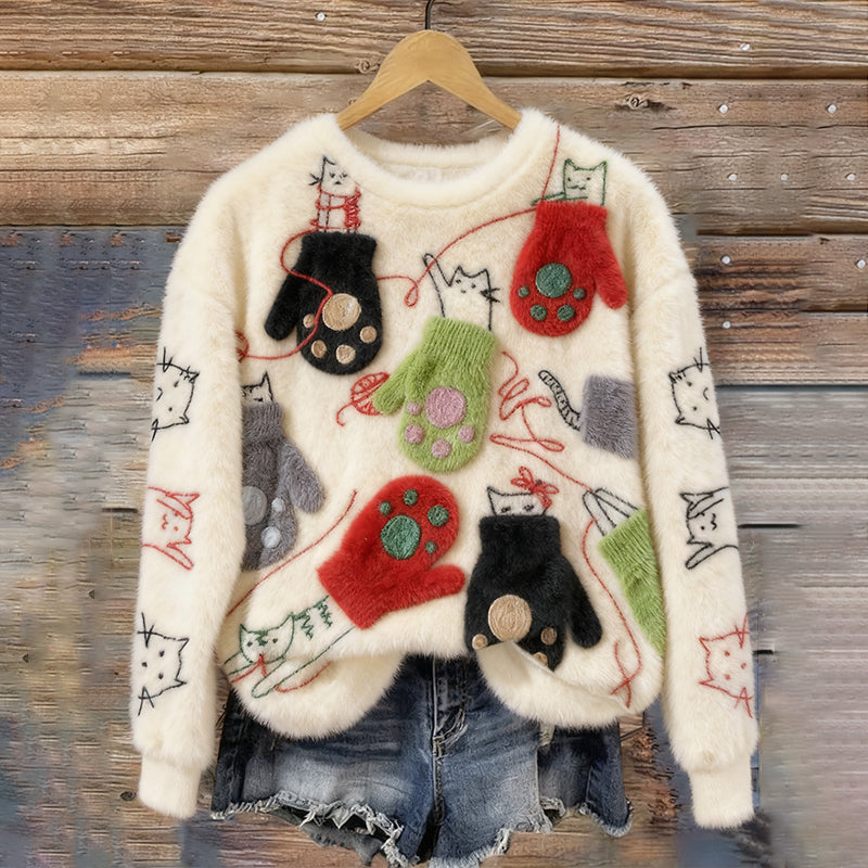 Comstylish Cat Christmas Art Cozy Plush Sweatshirt