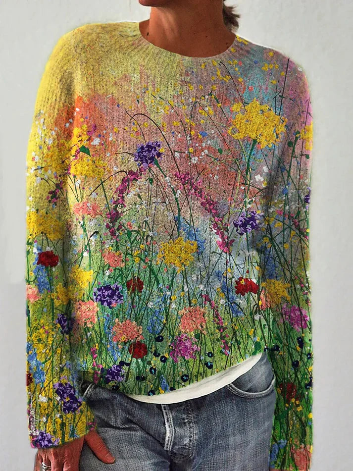 Janeth® | Art sweater made from oil paintings of flowers