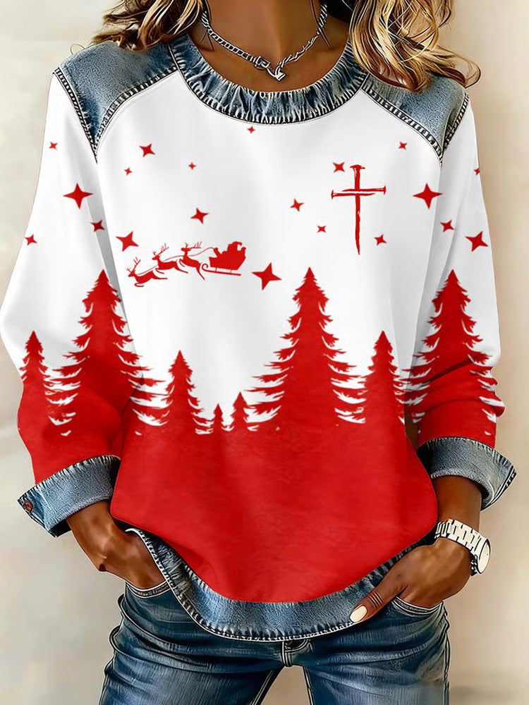 Comstylish Women's Christmas Faith Print Top