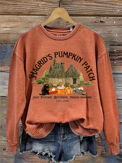 Comstylish Women's Halloween Hagrid's Pumpkin Patch Print Sweatshirt