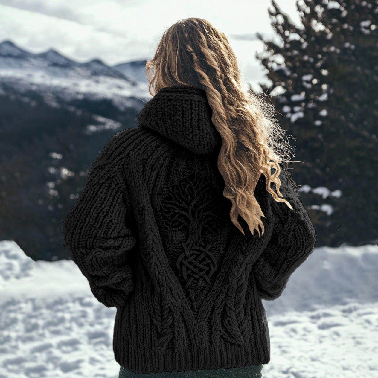 Women's Viking Tribal Tree Of Life Celtic Knot Hooded Sweater artswardrobe