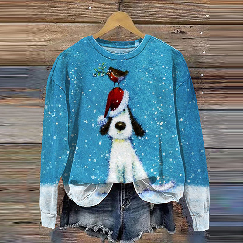 Comstylish Women's Christmas Cute Dog Casual Sweatshirt
