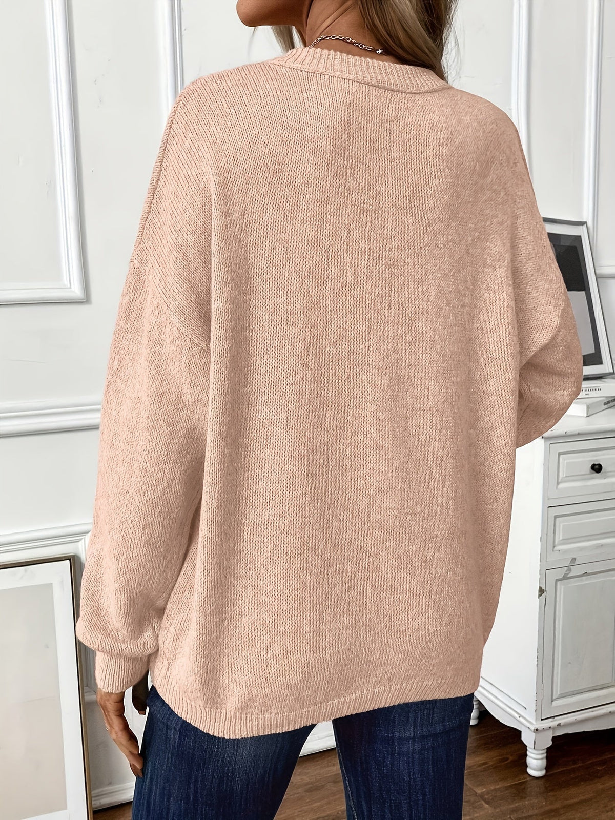 Cotton Pullover Solid Colored Sweater