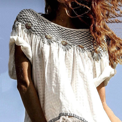 Vintage Sunflower Floral Art Cotton Linen Comfy Shirt artswardrobe