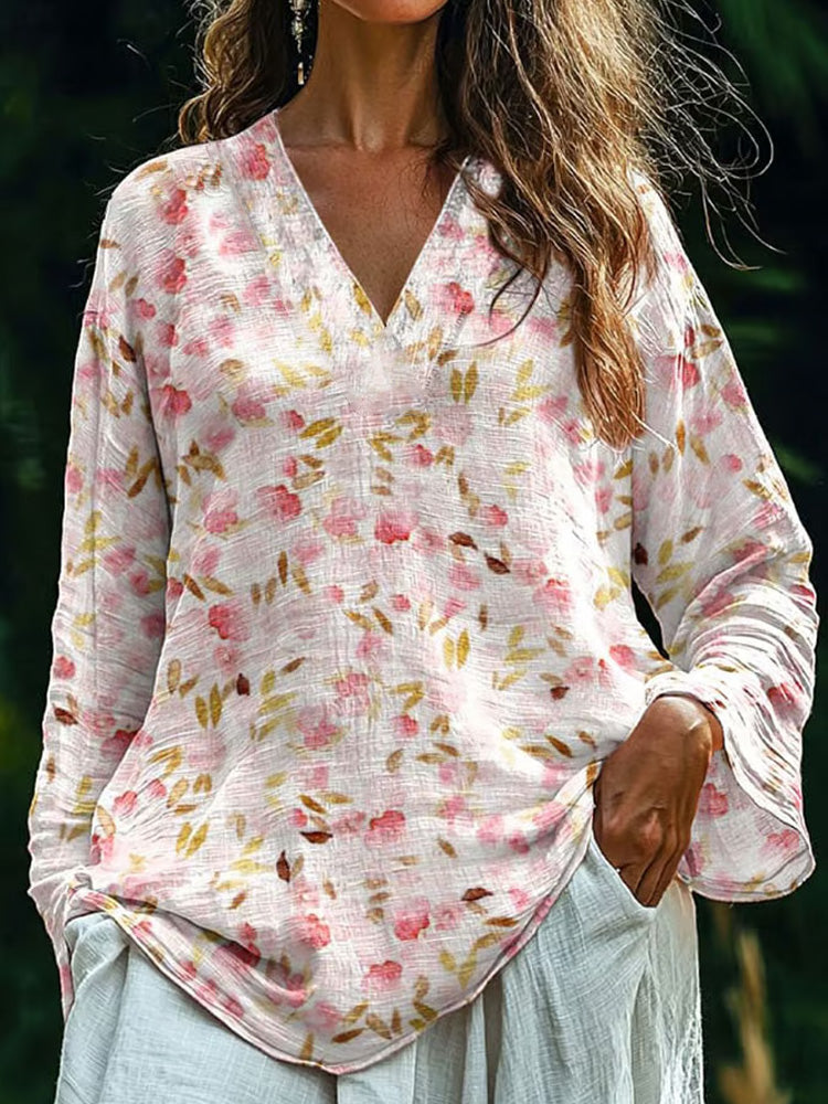 Women's Vintage Floral Print Casual Shirt artswardrobe