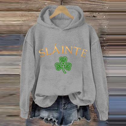 Comstylish Slainte St. Patrick's Day Shamrock Print Hoodie