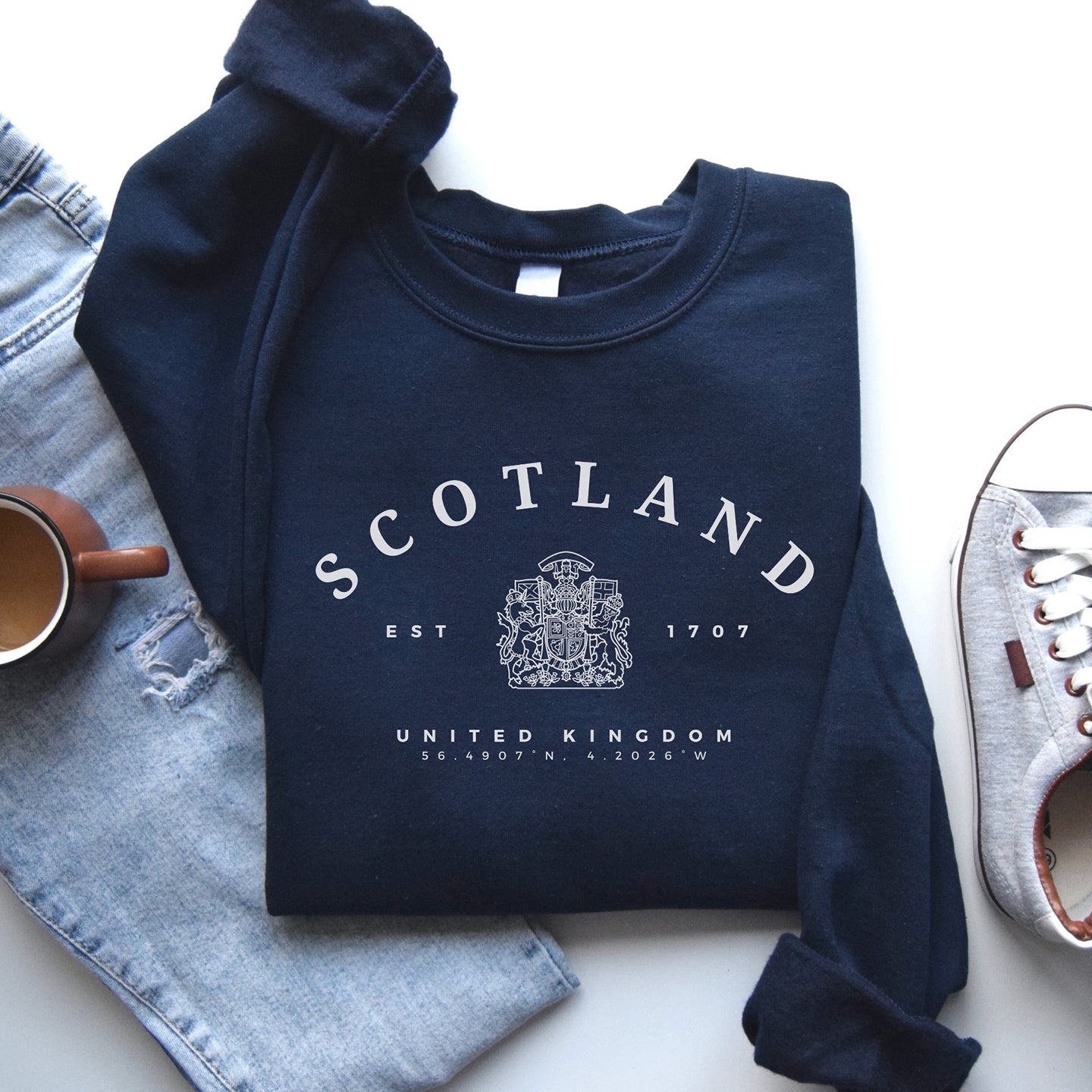 Comstylish 1707 Scotland Print Crew Neck Casual Sweatshirt