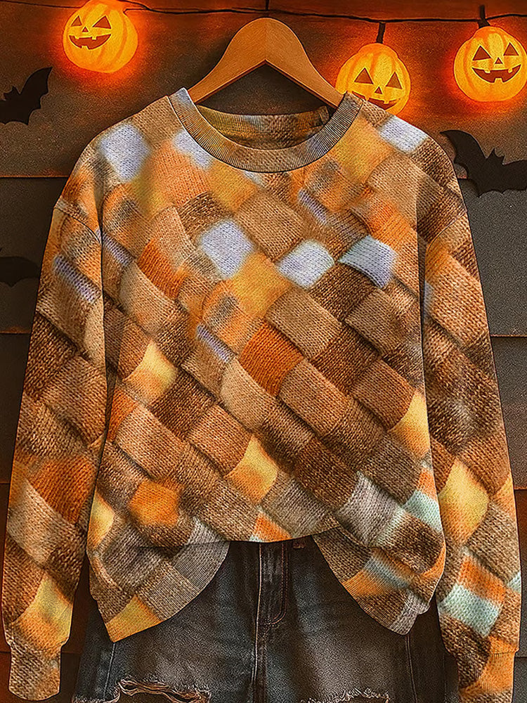 Comstylish Women's Autumn Colorblock Crew Neck Sweater