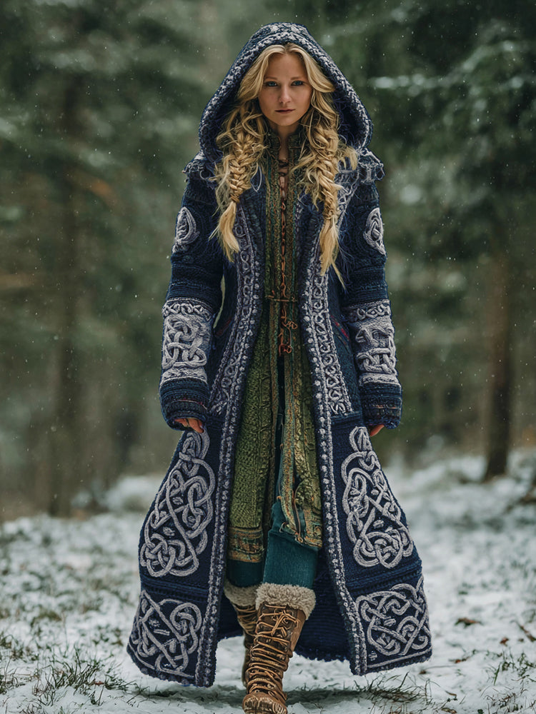 Women's Celtic Knot Irish Art Hooded Knit Cardigan artswardrobe