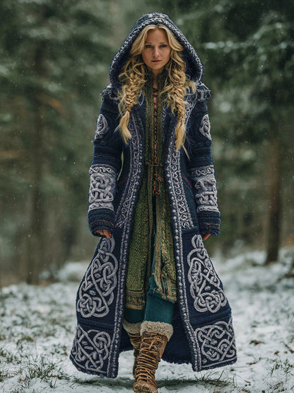 Women's Celtic Knot Irish Art Hooded Knit Cardigan artswardrobe