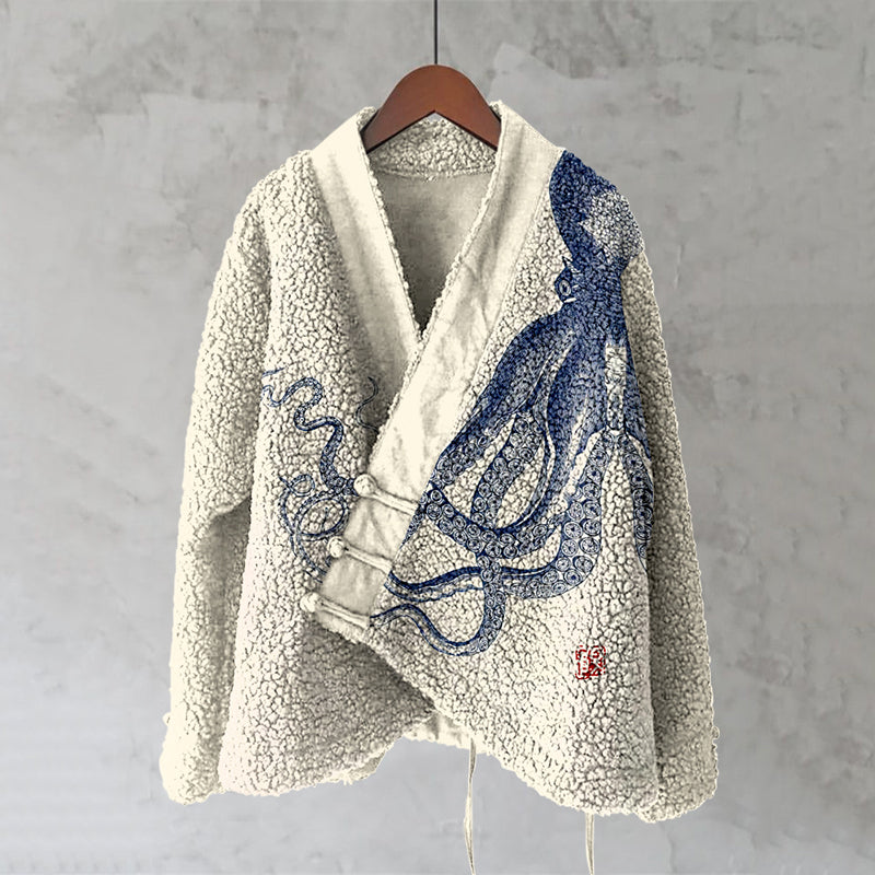 Comstylish Vintage Japanese Art Octopus Pattern Women's Kimono Cardigan