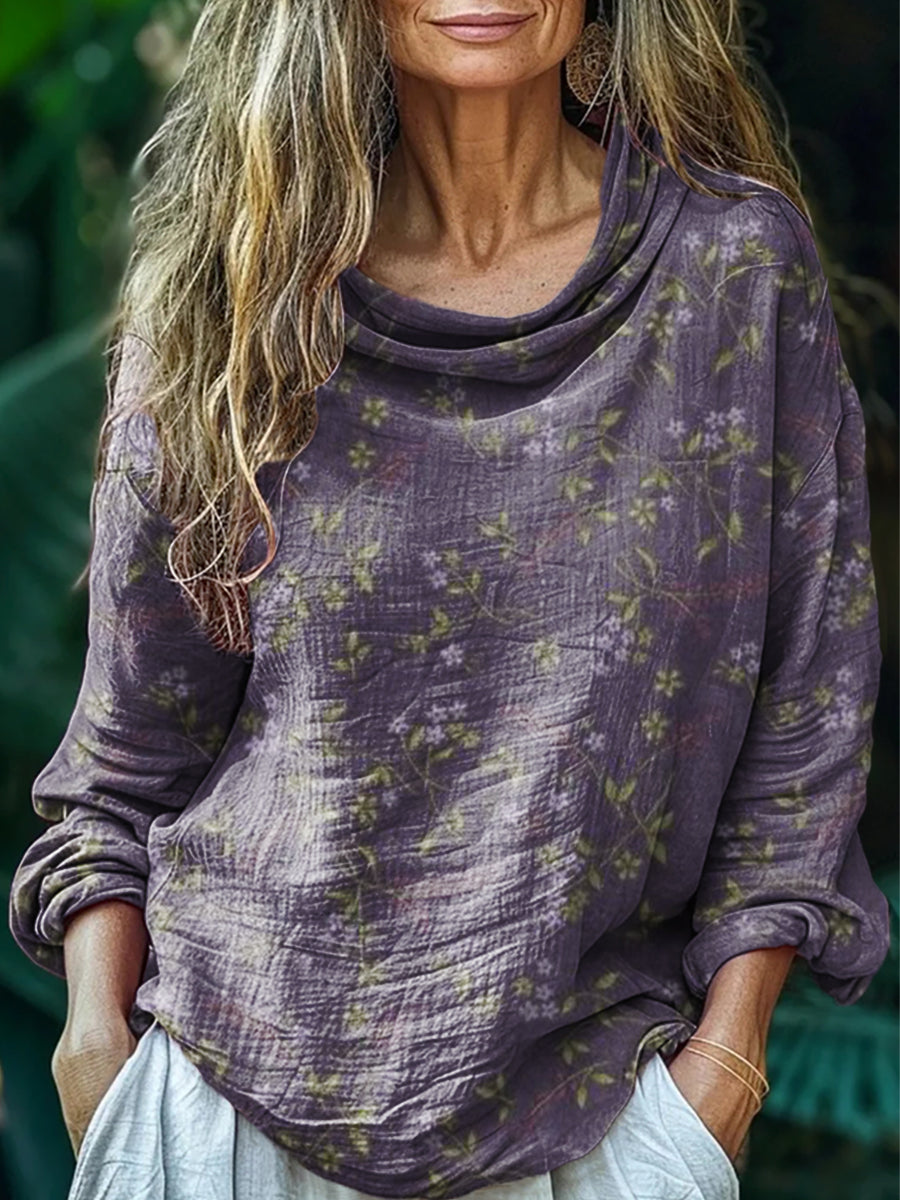 Women's Vintage Floral Art Print Casual Long Sleeve Comfortable Cotton