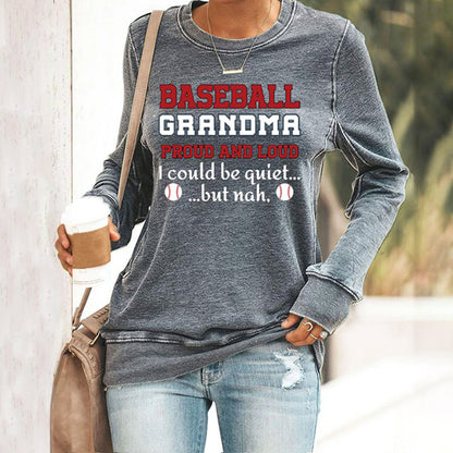Comstylish Women's Baseball Grandma Proud And Loud Print Casaul Sweatshirt